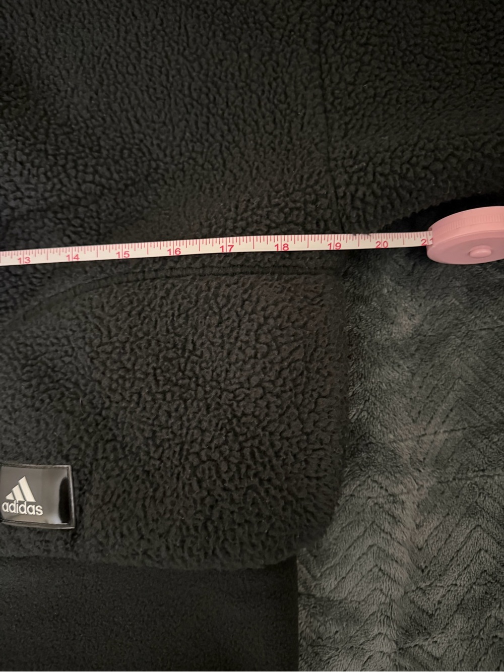 Adidas Black Teddy Sherpa Zip Fleece Jacket - Picture 9 of 10